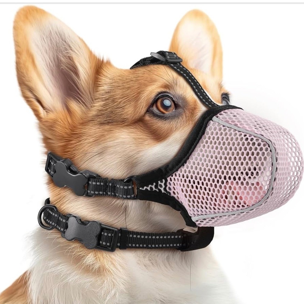 Pink Dog‎ Muzzle Breathable Mesh Adjustable Pet Mouth Cover Training Medium